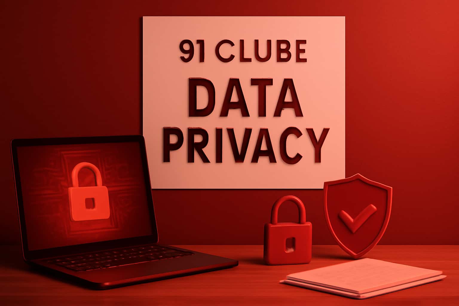 An informative scene showcasing data security measures for 91 Clube.