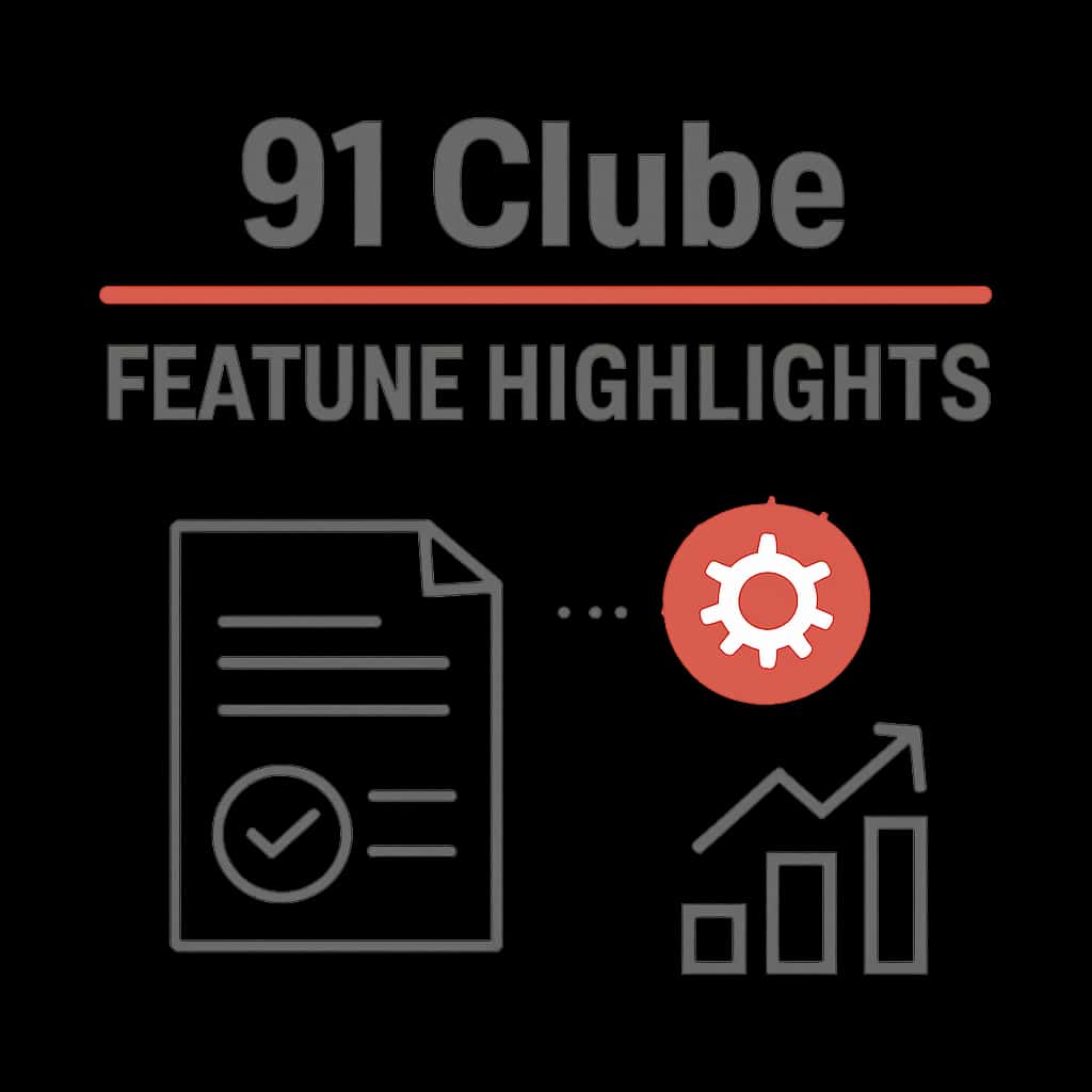 Diagram explaining 91 Clube features.