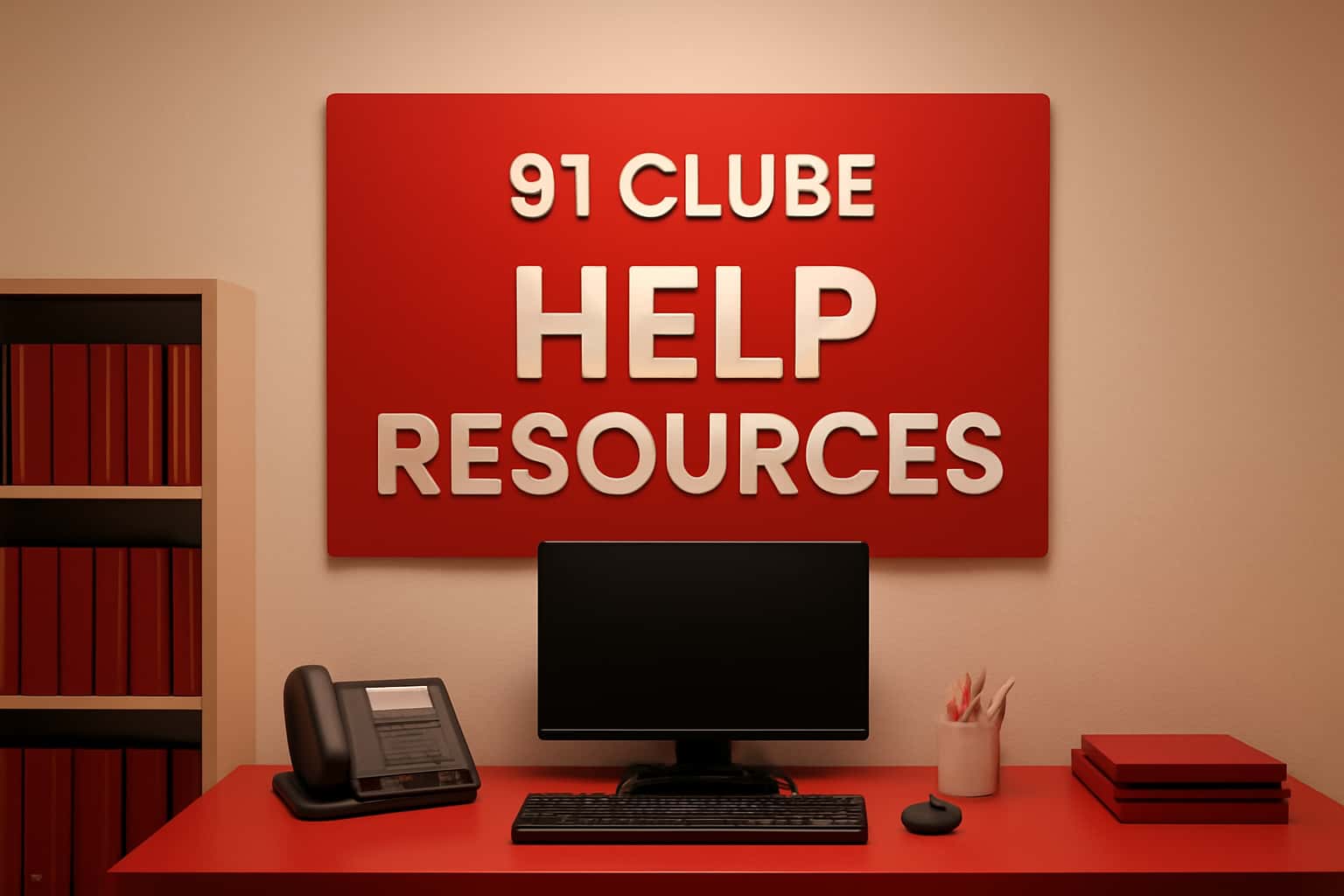 Informational scene about 91 Clube Help Resources.