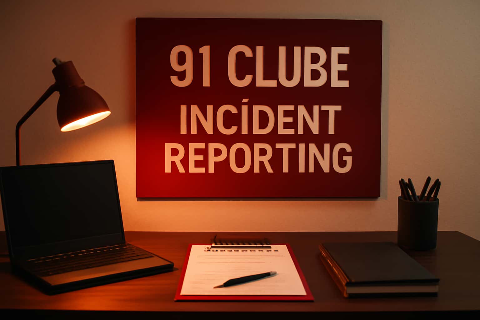 Visualization of the incident reporting process at 91 Clube, emphasizing user safety and support.