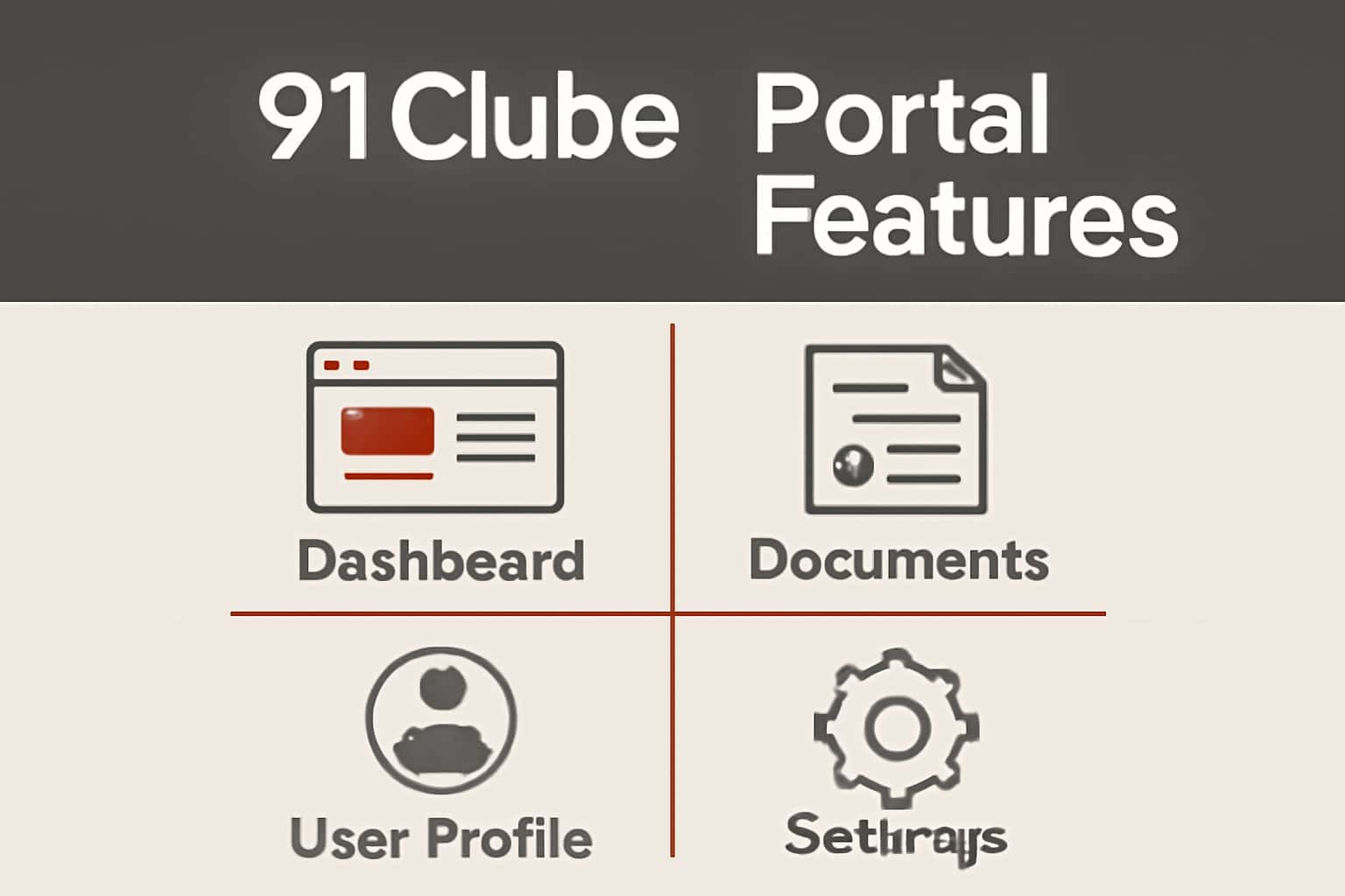 Informational scene depicting 91 Clube Portal Features.
