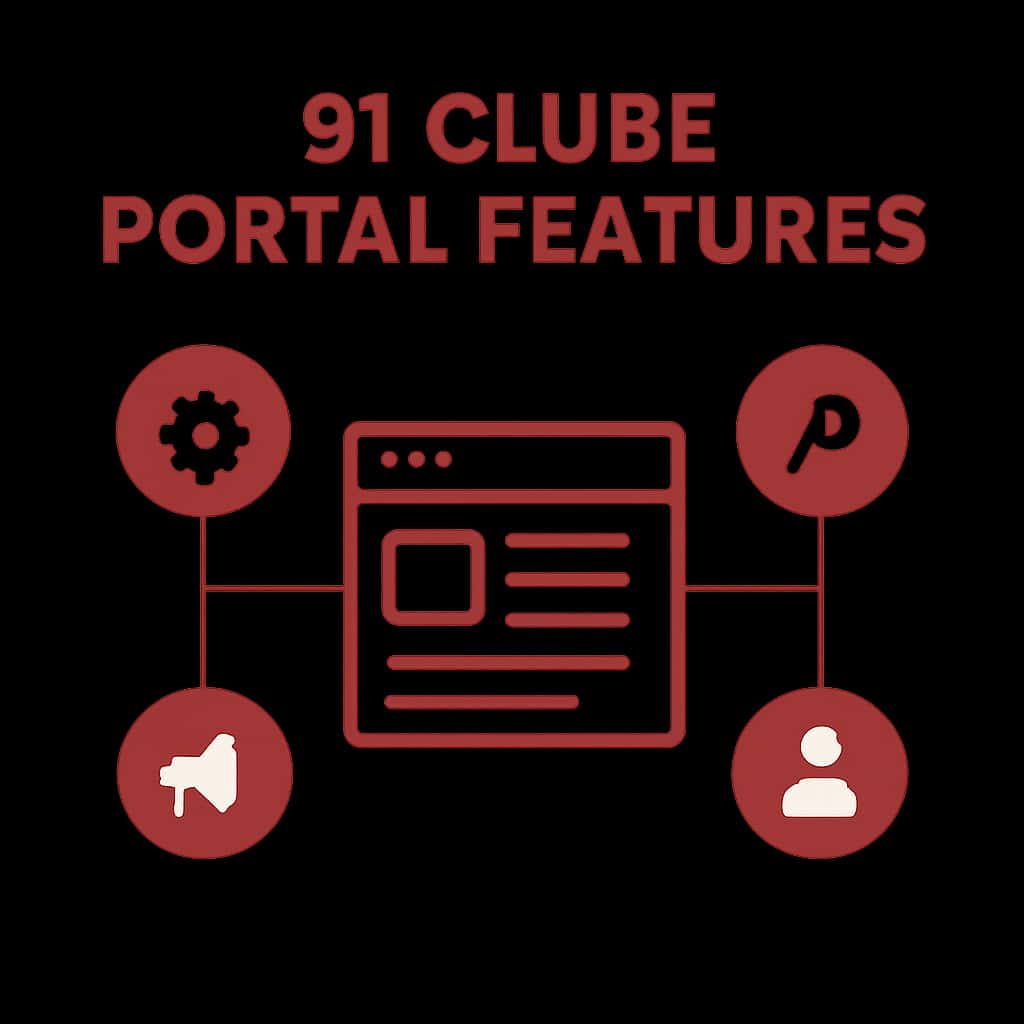 Diagram illustrating 91 Clube Portal Features.