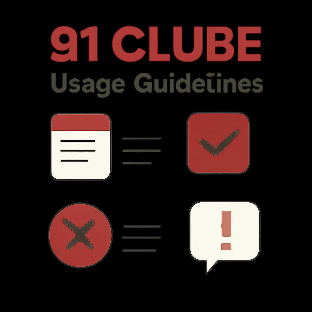 Illustration summarizing key points of 91 Clube Usage Guidelines