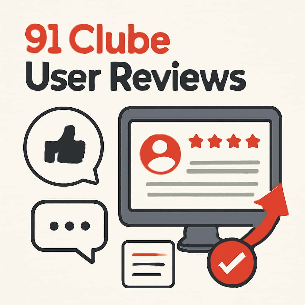 An illustration detailing aspects of user reviews for 91 Clube.